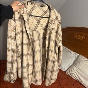 Plaid Button-Up Flannel Shirt Jacket